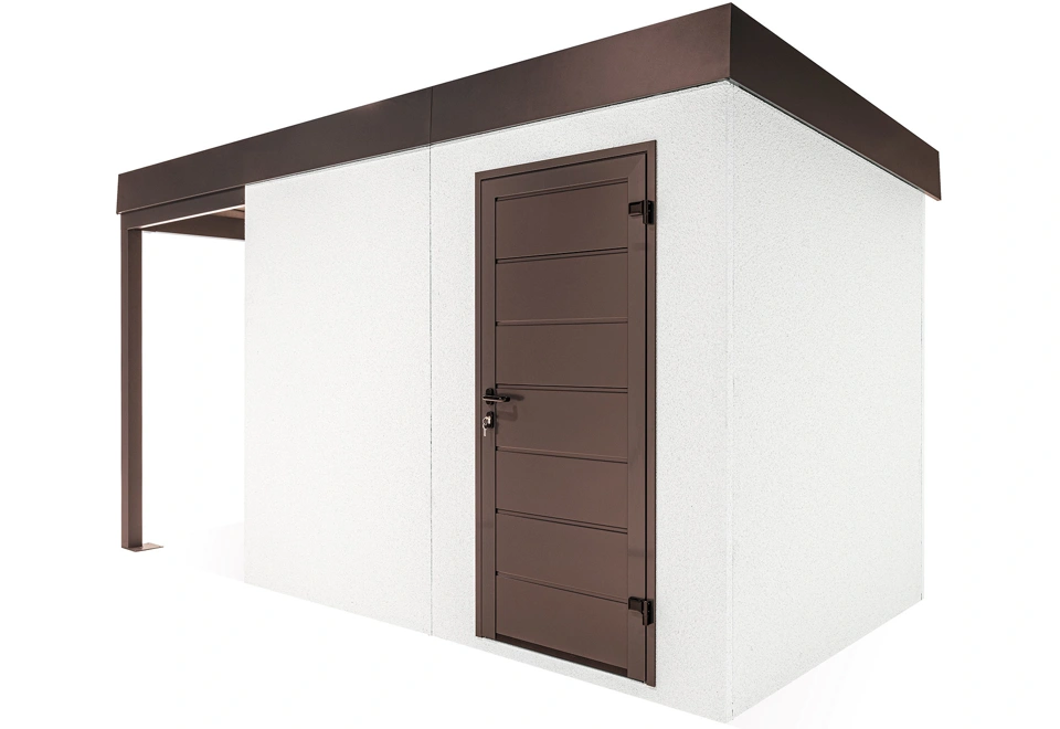 GARDEON® Záhradný domček s dverami Hörmann a ľavým prístreškom