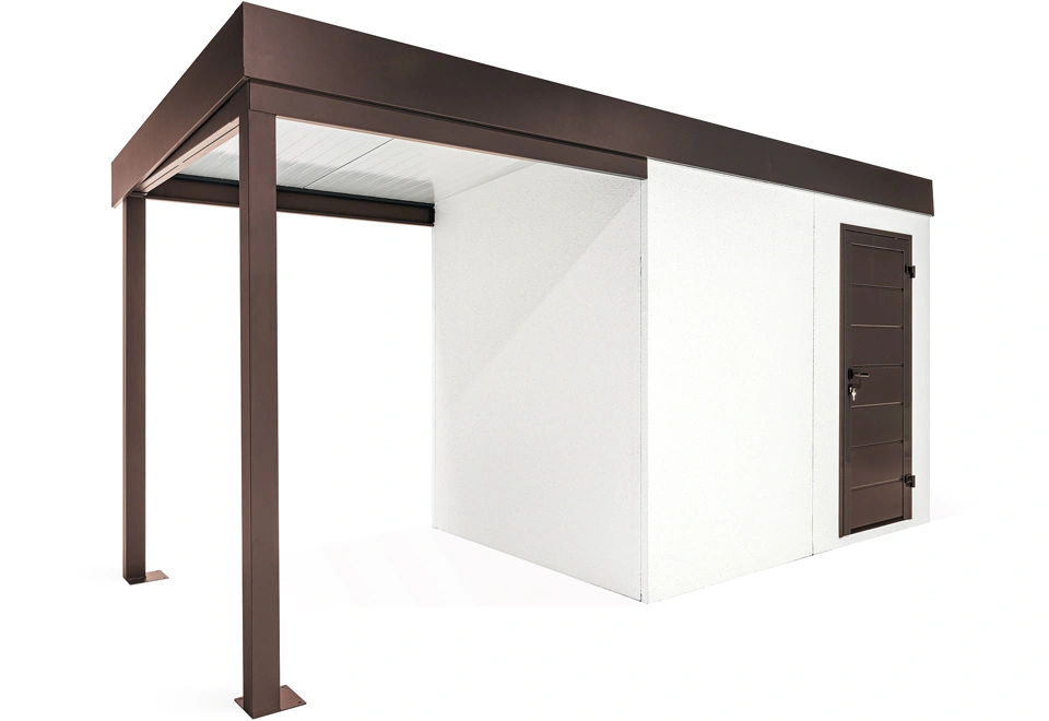 GARDEON® Záhradný domček s dverami Hörmann a ľavým prístreškom