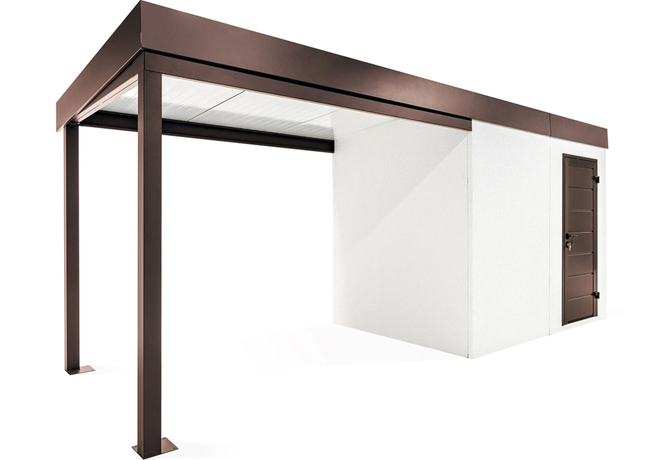 GARDEON® Záhradný domček s dverami Hörmann a ľavým prístreškom