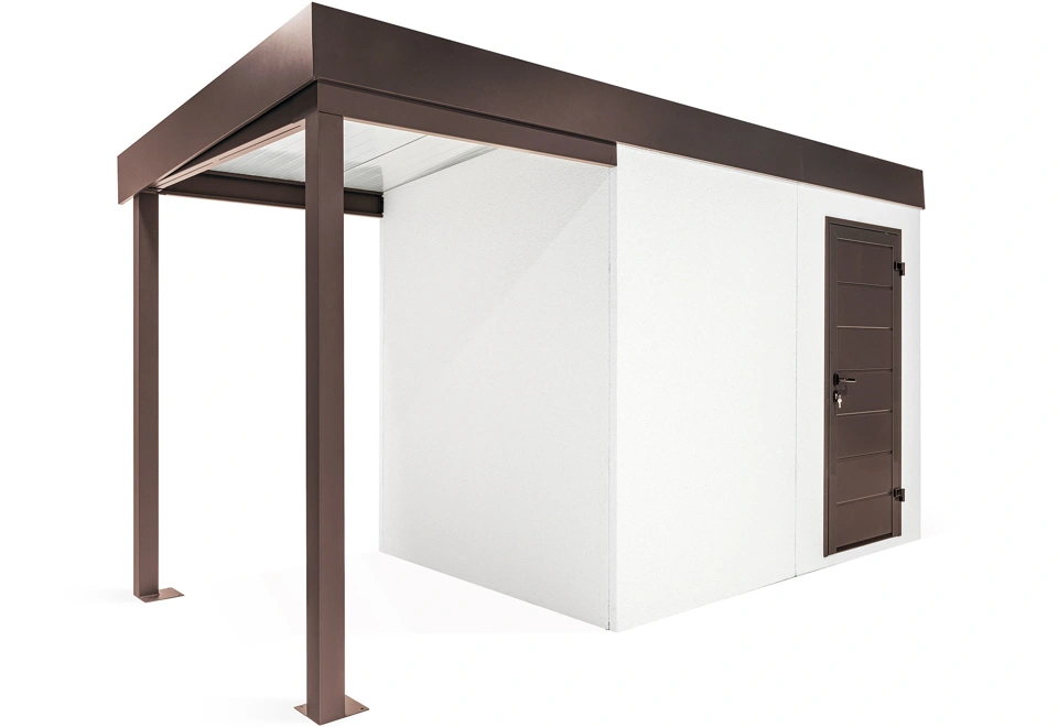 GARDEON® Záhradný domček s dverami Hörmann a ľavým prístreškom