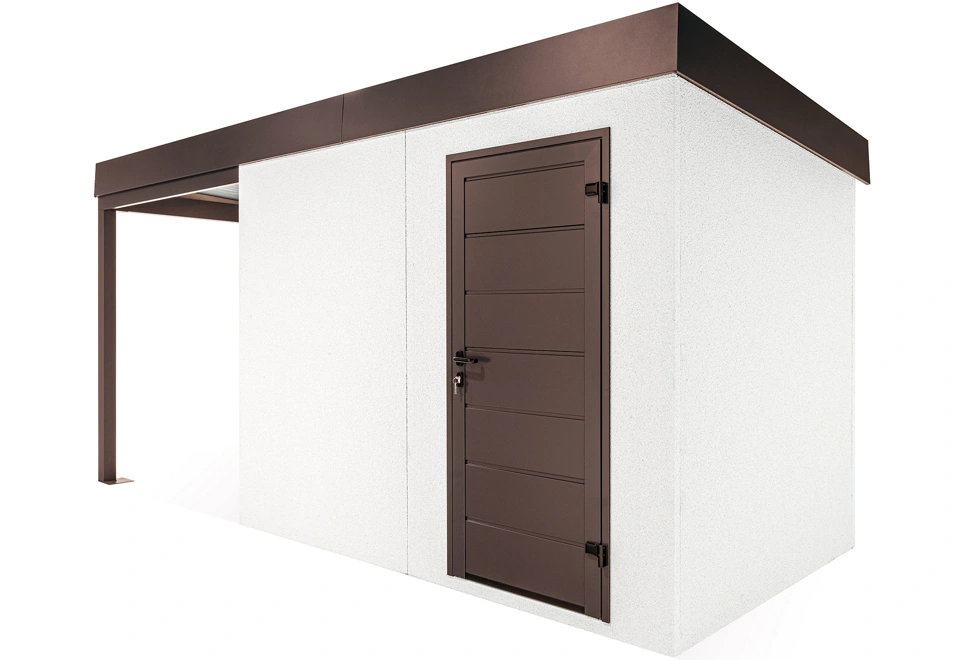 GARDEON® Záhradný domček s dverami Hörmann a ľavým prístreškom