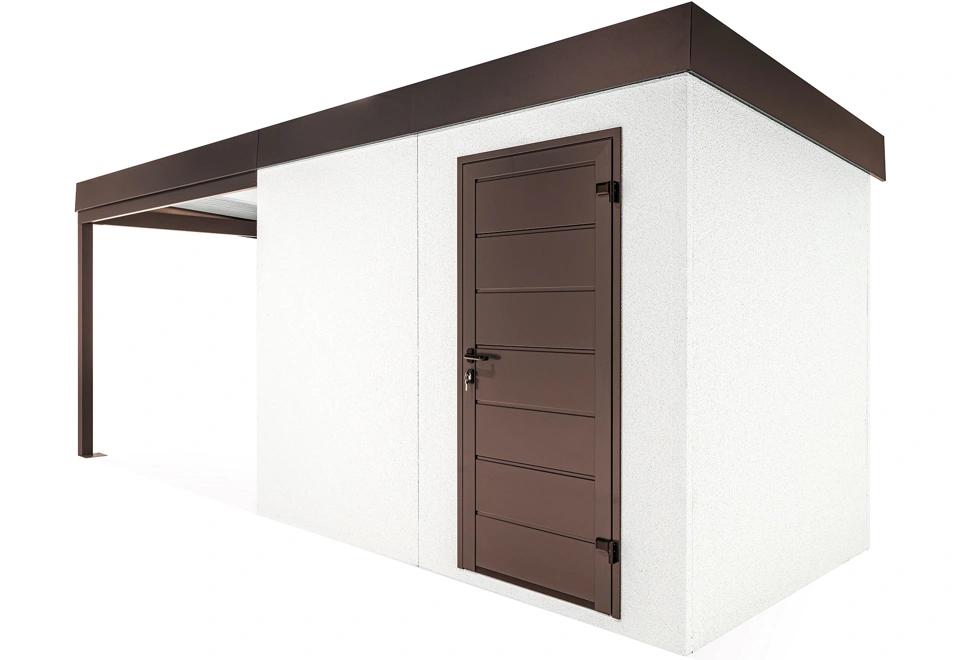 GARDEON® Záhradný domček s dverami Hörmann a ľavým prístreškom