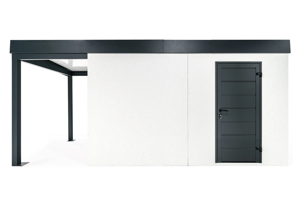 GARDEON® Záhradný domček s dverami Hörmann a ľavým prístreškom