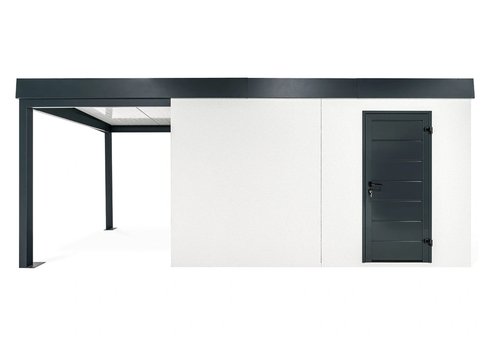 GARDEON® Záhradný domček s dverami Hörmann a ľavým prístreškom