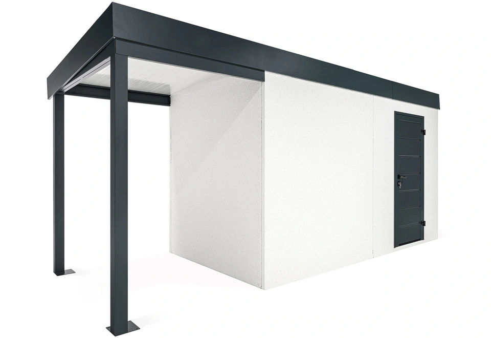 GARDEON® Záhradný domček s dverami Hörmann a ľavým prístreškom