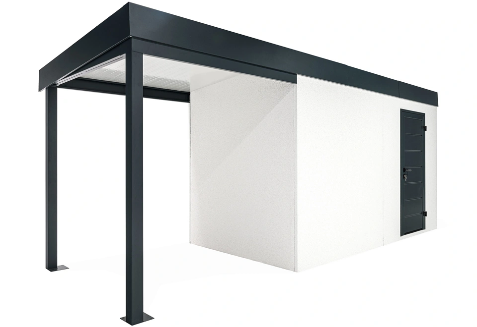 GARDEON® Záhradný domček s dverami Hörmann a ľavým prístreškom