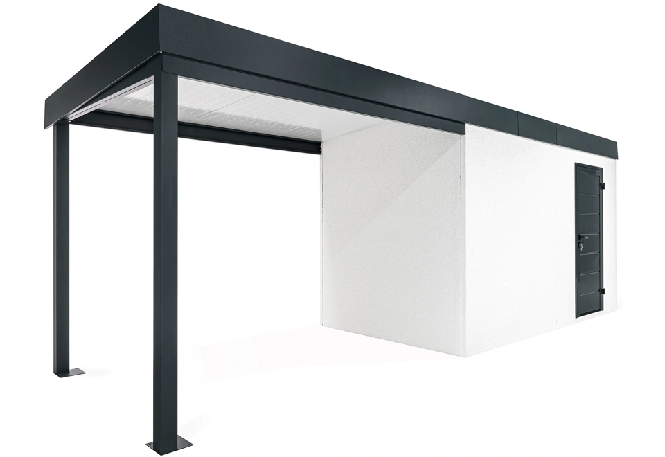 GARDEON® Záhradný domček s dverami Hörmann a ľavým prístreškom