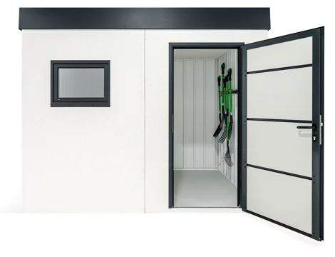 Garden house with Hormann door and window for garden equipment