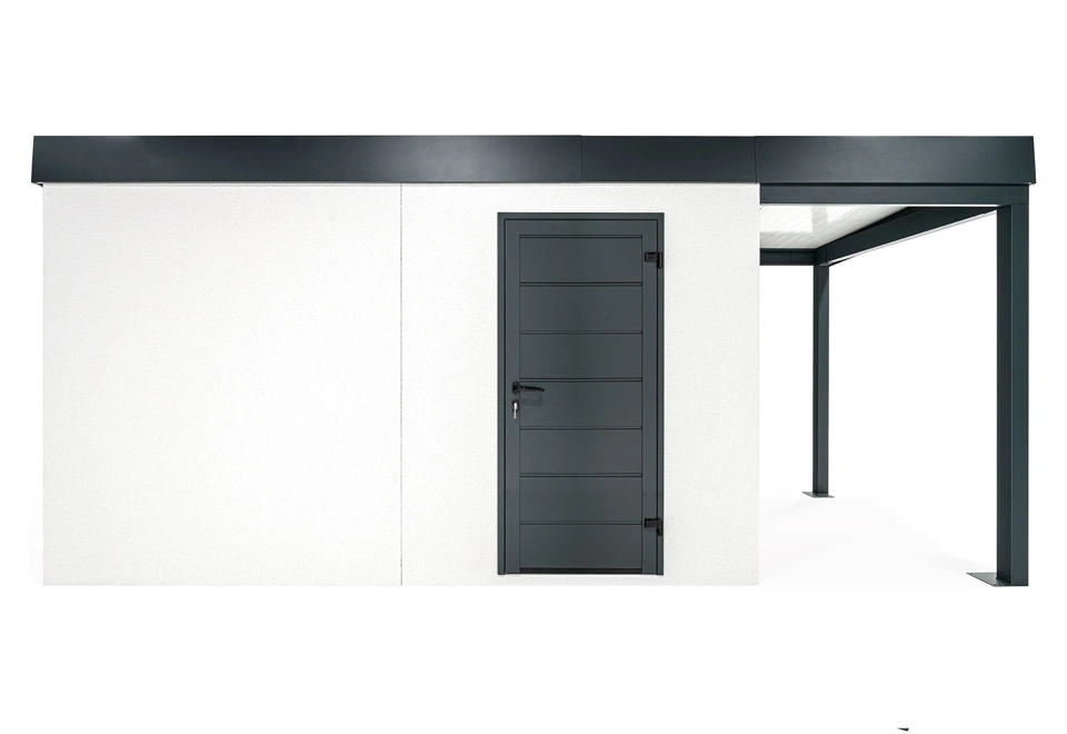 GARDEON® Záhradný domček s dverami Hörmann a pravým prístreškom