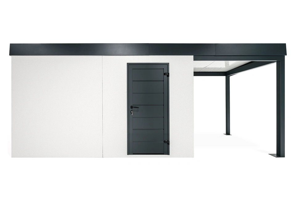 GARDEON® Záhradný domček s dverami Hörmann a pravým prístreškom