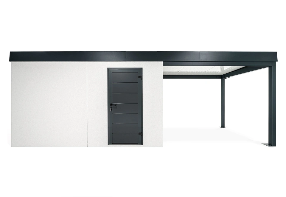 GARDEON® Záhradný domček s dverami Hörmann a pravým prístreškom