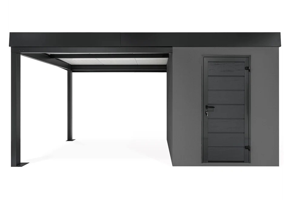 GARDEON® Záhradný domček s dverami Hörmann a prístreškom