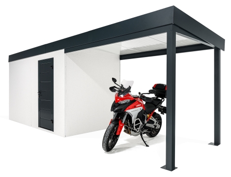 GARDEON® Záhradný domček s dverami Hörmann a prístreškom