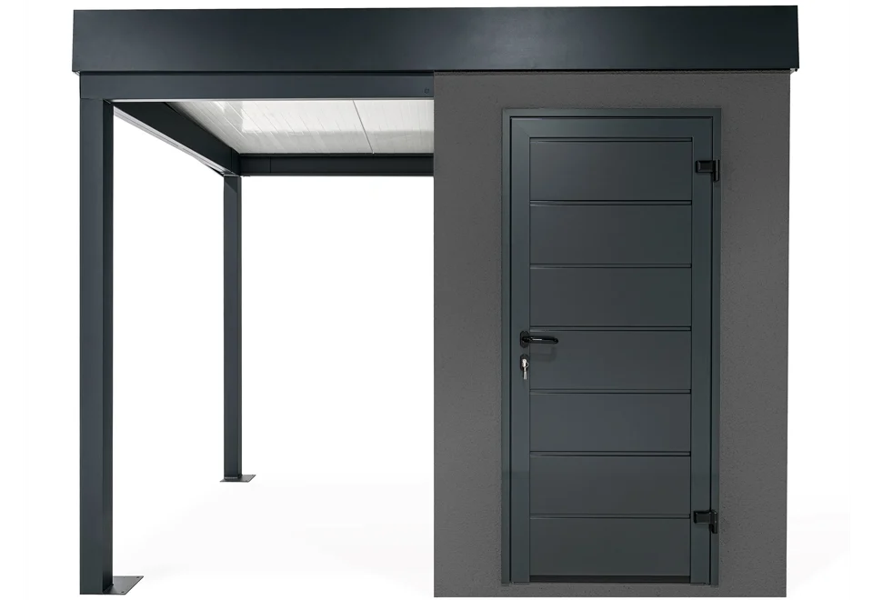 GARDEON® Záhradný domček s dverami Hörmann a prístreškom