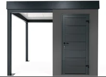 GARDEON® Záhradný domček s dverami Hörmann a prístreškom