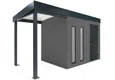 GARDEON® Záhradný domček s dverami Hörmann, dvomi svetlíkmi a ľavým prístreškom