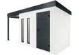 GARDEON® Záhradný domček s dverami Hörmann, dvomi svetlíkmi a ľavým prístreškom