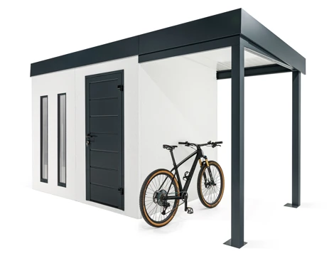 GARDEON® Záhradný domček s dverami Hörmann, dvomi svetlíkmi a pravým prístreškom GARDEON® Záhradný domček s dverami Hörmann, dvomi svetlíkmi a pravým prístreškom