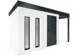 GARDEON® Záhradný domček s dverami Hörmann, dvomi svetlíkmi a pravým prístreškom