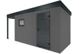 GARDEON® Záhradný domček s dverami Hörmann, oknom a ľavým prístreškom
