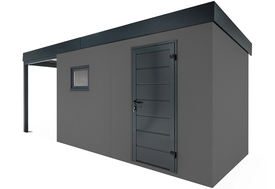 GARDEON® Záhradný domček s dverami Hörmann, oknom a ľavým prístreškom