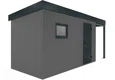 GARDEON® Záhradný domček s dverami Hörmann, oknom a pravým prístreškom