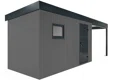 GARDEON® Záhradný domček s dverami Hörmann, oknom a pravým prístreškom