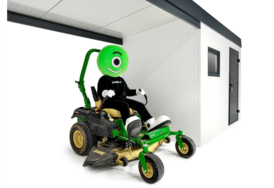 GARDEON® Záhradný domček s dverami Hörmann, oknom a prístreškom