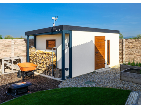 GARDEON® Záhradný domček s dverami Hörmann, oknom, svetlíkom a prístreškom GARDEON® Záhradný domček s dverami Hörmann, oknom, svetlíkom a prístreškom