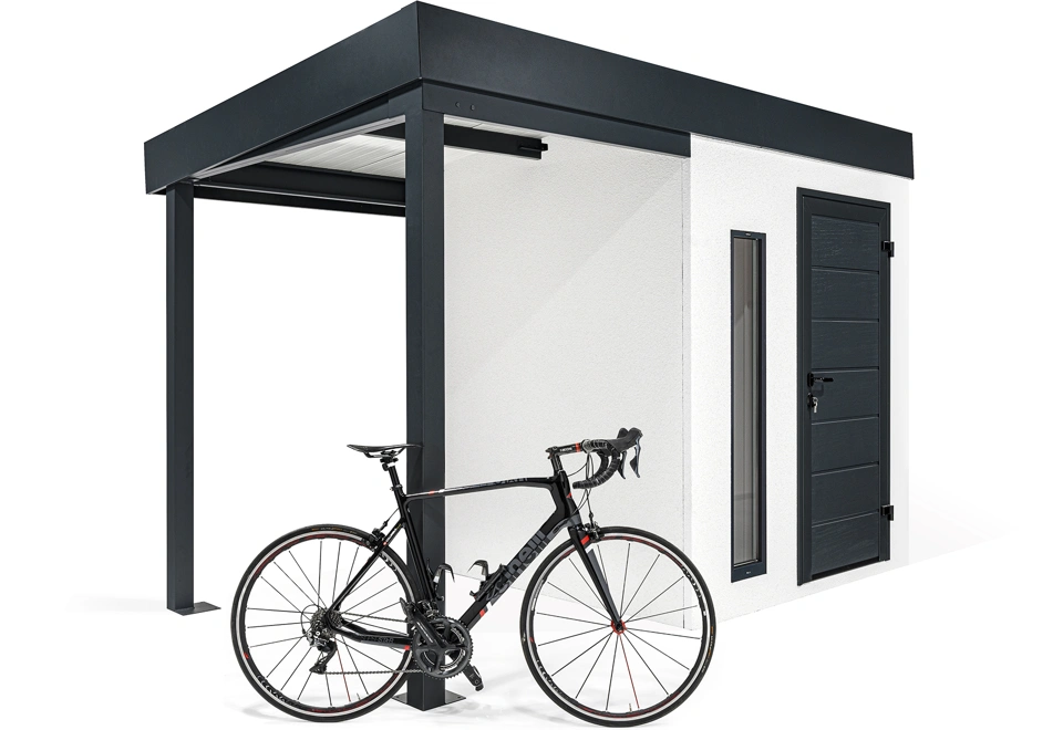 GARDEON® Záhradný domček s dverami Hörmann, svetlíkom a ľavým prístreškom