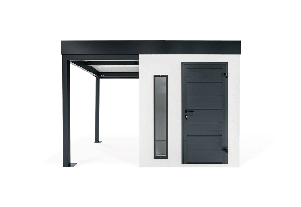 GARDEON® Záhradný domček s dverami Hörmann, svetlíkom a ľavým prístreškom