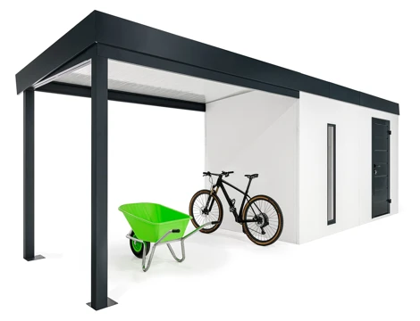 GARDEON® Záhradný domček s dverami Hörmann, svetlíkom a ľavým prístreškom GARDEON® Záhradný domček s dverami Hörmann, svetlíkom a ľavým prístreškom