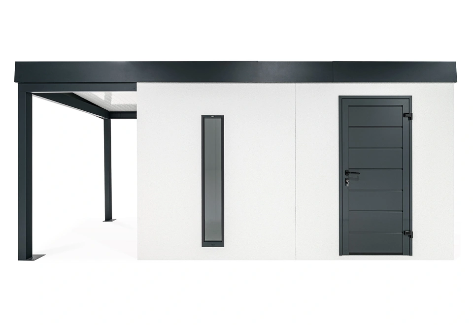 GARDEON® Záhradný domček s dverami Hörmann, svetlíkom a ľavým prístreškom