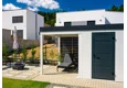 GARDEON® Záhradný domček s dverami Hörmann, svetlíkom a ľavým prístreškom