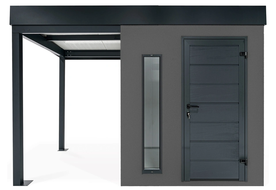 GARDEON® Záhradný domček s dverami Hörmann, svetlíkom a ľavým prístreškom