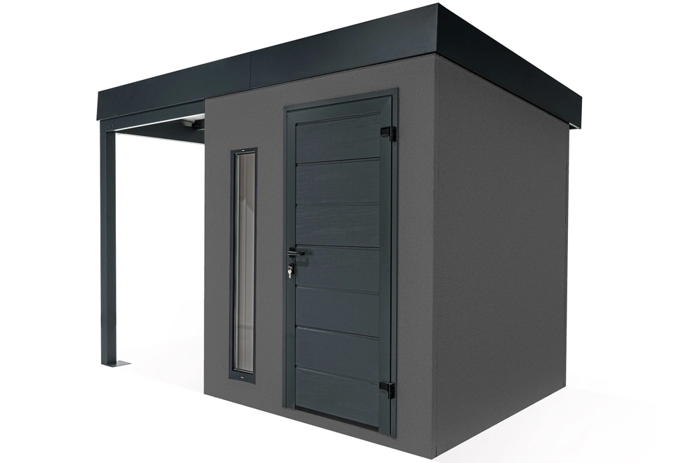 GARDEON® Záhradný domček s dverami Hörmann, svetlíkom a ľavým prístreškom