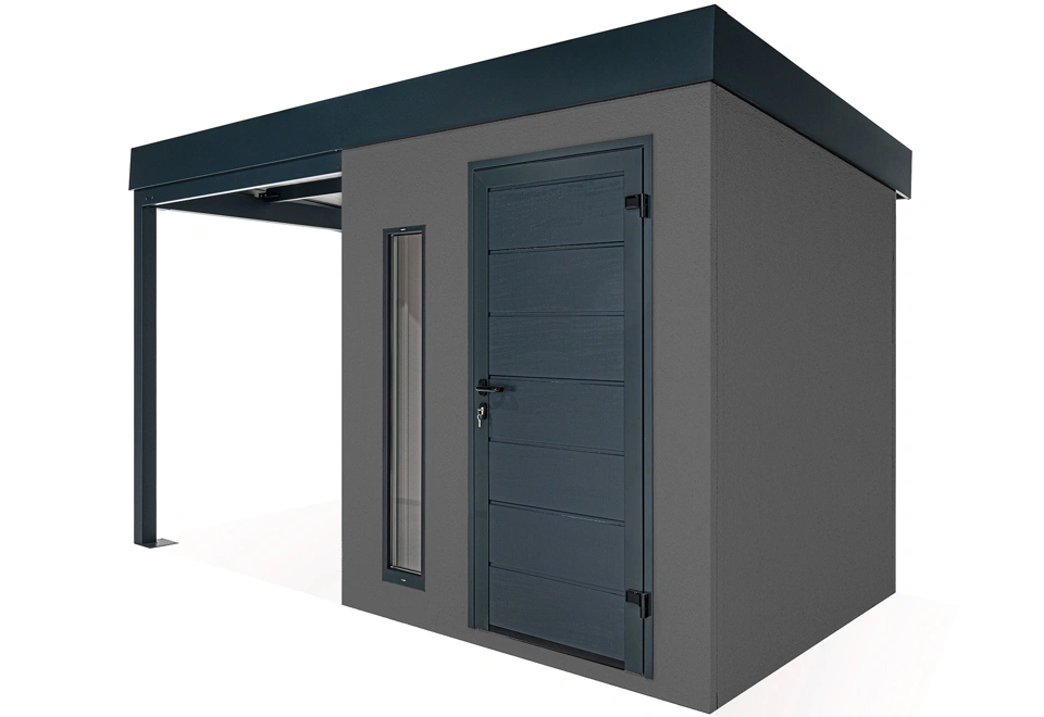 GARDEON® Záhradný domček s dverami Hörmann, svetlíkom a ľavým prístreškom