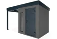 GARDEON® Záhradný domček s dverami Hörmann, svetlíkom a ľavým prístreškom