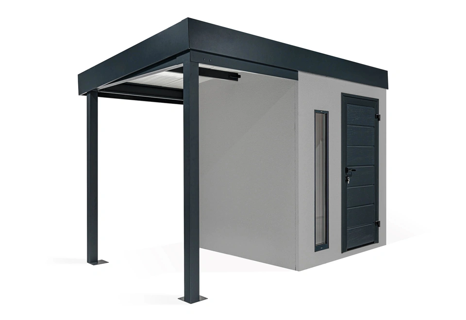 GARDEON® Záhradný domček s dverami Hörmann, svetlíkom a ľavým prístreškom