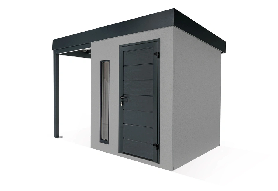 GARDEON® Záhradný domček s dverami Hörmann, svetlíkom a ľavým prístreškom