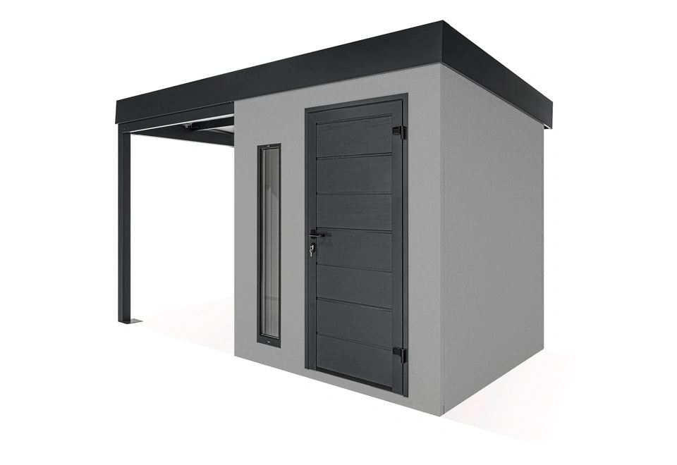 GARDEON® Záhradný domček s dverami Hörmann, svetlíkom a ľavým prístreškom