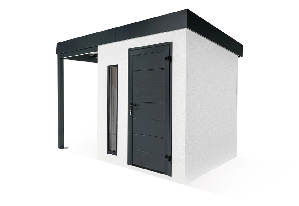 GARDEON® Záhradný domček s dverami Hörmann, svetlíkom a ľavým prístreškom