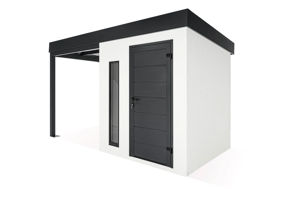 GARDEON® Záhradný domček s dverami Hörmann, svetlíkom a ľavým prístreškom