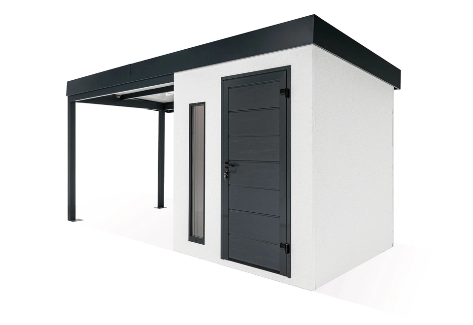 GARDEON® Záhradný domček s dverami Hörmann, svetlíkom a ľavým prístreškom