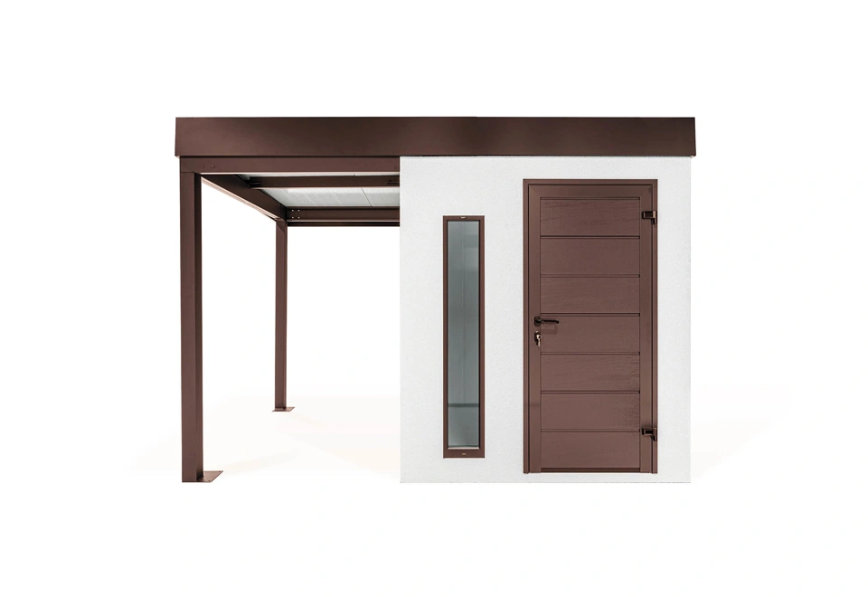 GARDEON® Záhradný domček s dverami Hörmann, svetlíkom a ľavým prístreškom