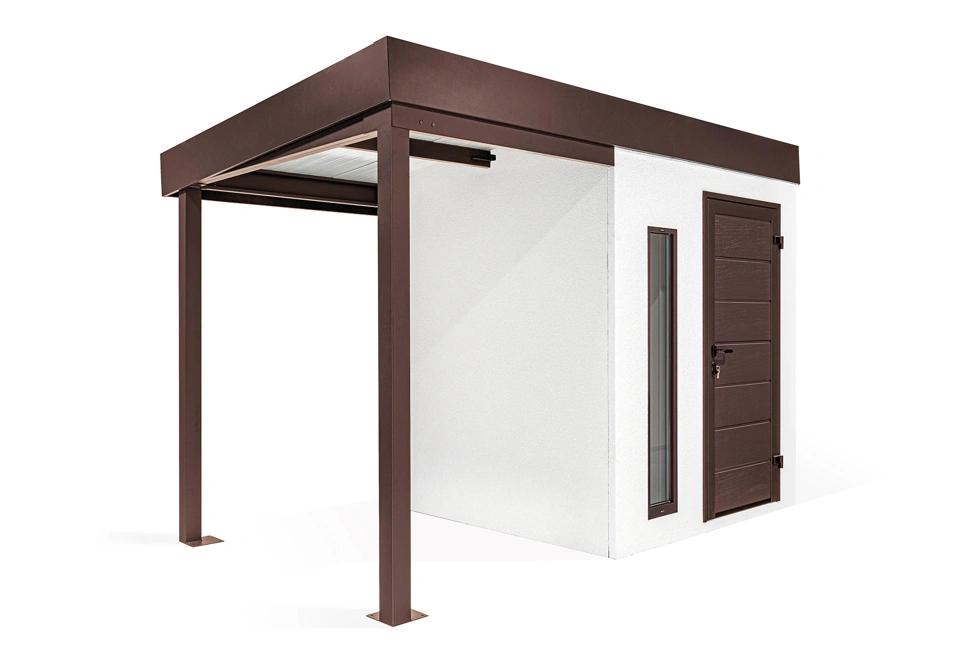 GARDEON® Záhradný domček s dverami Hörmann, svetlíkom a ľavým prístreškom