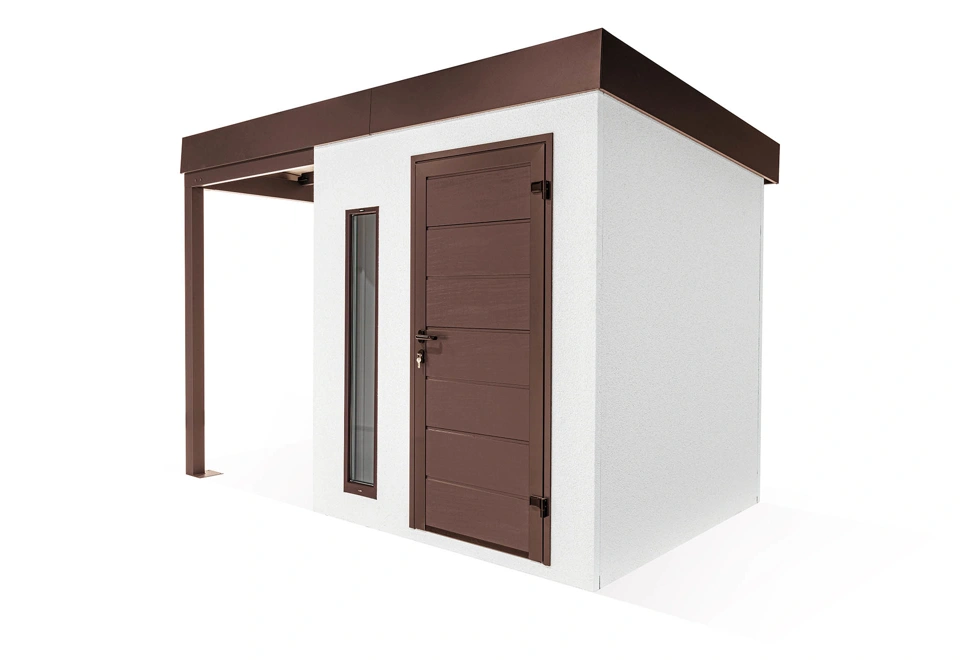 GARDEON® Záhradný domček s dverami Hörmann, svetlíkom a ľavým prístreškom