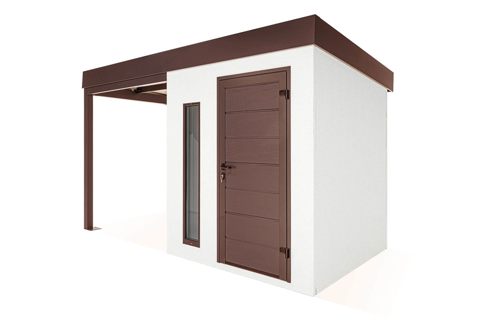 GARDEON® Záhradný domček s dverami Hörmann, svetlíkom a ľavým prístreškom