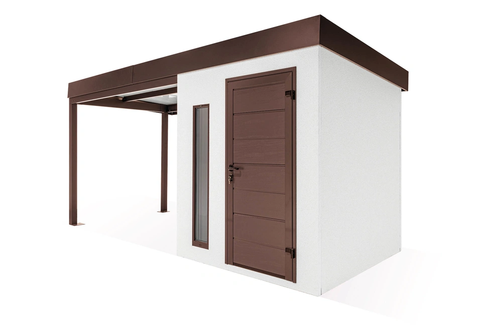 GARDEON® Záhradný domček s dverami Hörmann, svetlíkom a ľavým prístreškom