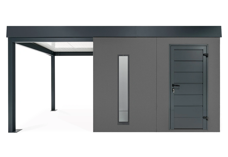 GARDEON® Záhradný domček s dverami Hörmann, svetlíkom a ľavým prístreškom